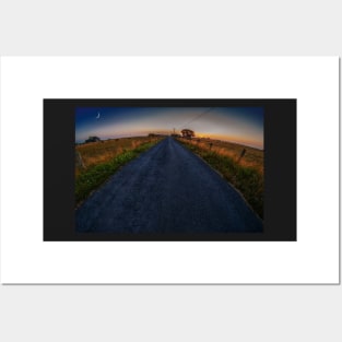 Rural Road Landscape at Sunset Posters and Art